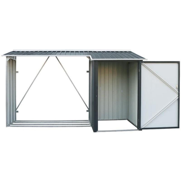 prezzo Legnaia da Giardino 272x100x160 cm in Metallo Antracite e Bianco