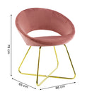 Poltrona Imbottita 66x65x68 cm in Tessuto Effetto Velluto Rosa antico