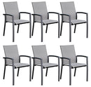Set Tavolo Allungabile e 6 Sedie da Giardino in Alluminio e Textilene Antracite