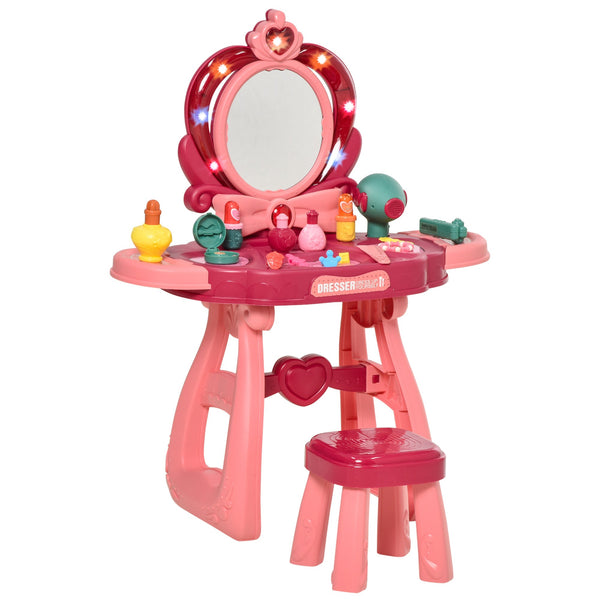 Postazione Trucco Specchiera Giocattolo per Bambini con Specchio e Accessori Rosa prezzo