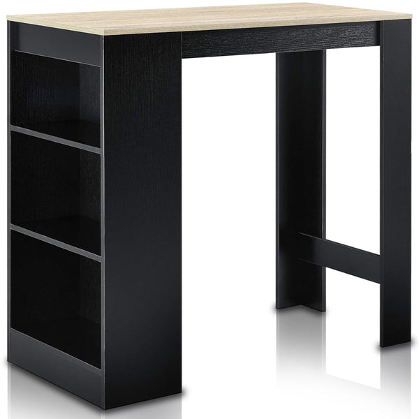 Tavolo Consolle Alto da Bar con 3 Ripiani Nero e Quercia Penisola Cucina online