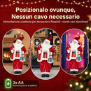 Babbo Natale Animato a Batteria 48x22x120 cm con Musica e Movimento Regali e Bastoncino di Zucchero in Velluto      