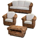 Set Salotto da Giardino 2 Poltrone Tavolino Divano 3 Posti in Rattan Astana Naturale