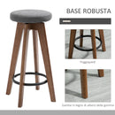 Set 2 Sgabelli da Bar Imbottiti 41x41x69 cm in Legno e Tessuto Grigio