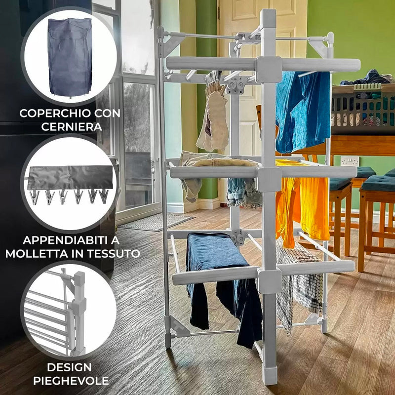 Interno Stendibiancheria Cavallo Alato Esterno Pieghevole 3 Tier - Foto 8