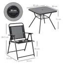 Set Tavolo e 4 Sedie Pieghevoli da Giardino   Nero