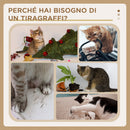 Albero Tiragraffi per Gatti 60x40x130 cm con Casetta Lettini Amaca e Pallina in Legno Poliestere e Sisal Beige      