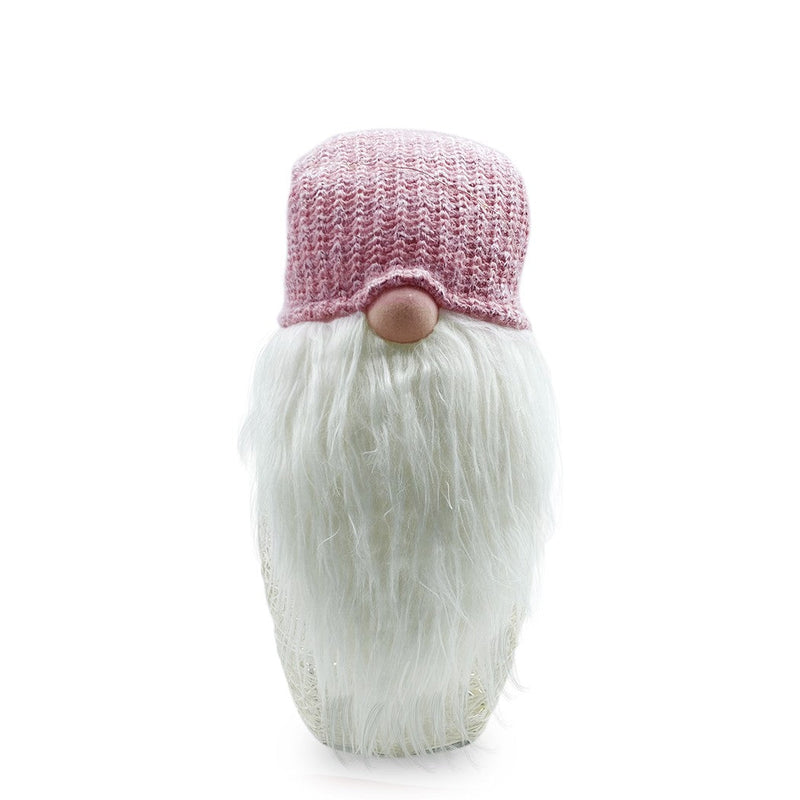 Gnomo di Natale H87 cm con Luci e Cappello Rosa