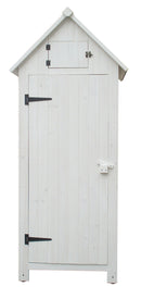 Casetta Box da Giardino 77x55xH179 cm in Legno di Abete 10mm Bianco Armoire