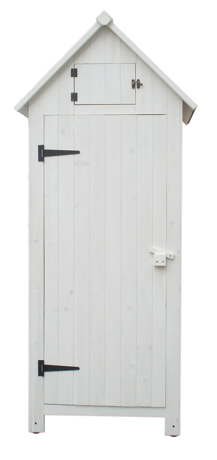 Casetta Box da Giardino 77x55xH179 cm in Legno di Abete 10mm Bianco Armoire