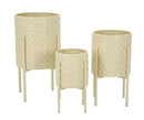 Porta Vasi Betsy Tris Ø36x56,5 cm - Ø30x48,5 cm - Ø24x37,5 cm in Ferro Crema      