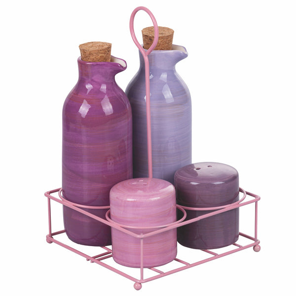 acquista Menage 5 Pezzi in Ceramica con Stand in Metallo VdE Tivoli 1996 Baita Provence