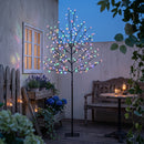 Albero di Natale di Ciliegio 60x60x180 cm con Luci LED 20 Rami e Timer Giornaliero in Acciaio e PP Nero      