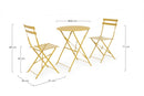 Set Tavolino e 2 Sedie da Giardino Bistrot Wissant Ocra