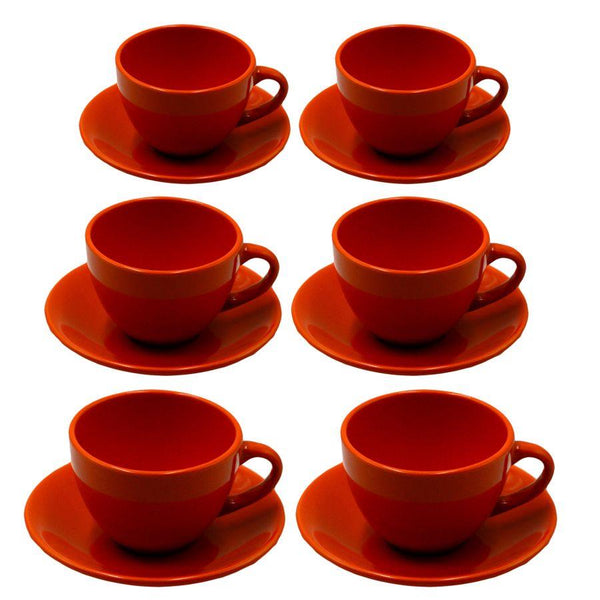 Set 6 Tazze da The con Piattino Ø9,5xh7 cm in Gres Porcellanato Romeo Arancione prezzo