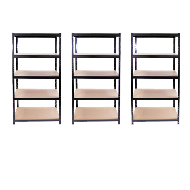 Set 3 Scaffali Senza Bulloni 90x45x180 cm in Acciaio Nero  