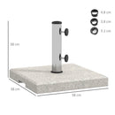 Base per Ombrellone da Giardino 25kg 38x38x38 cm in Granito e Acciaio Inox Grigia