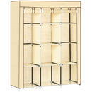 Armadio  Guardaroba da Campeggio 125x43x162,5 cm 8 Ripiani in Tessuto Beige