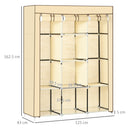 Armadio  Guardaroba da Campeggio 125x43x162,5 cm 8 Ripiani in Tessuto Beige