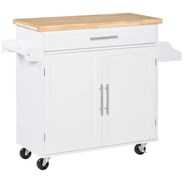 Carrello da Cucina 109x40x89 cm con Ruote in Legno Bianco online