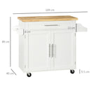 Carrello da Cucina 109x40x89 cm con Ruote in Legno Bianco