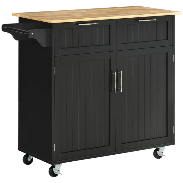 Carrello da Cucina 104x46x91 cm con Ruote in Legno Nero sconto