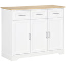 Credenza 3 Cassetti e 3 Ante 101x39x82 cm in MDF e Truciolato Bianco