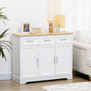 Credenza 3 Cassetti e 3 Ante 101x39x82 cm in MDF e Truciolato Bianco