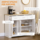 Credenza 3 Cassetti e 3 Ante 101x39x82 cm in MDF e Truciolato Bianco