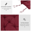 Cuscino per Sedie da Giardino 100x50 cm con Laccetti in Poliestere Rosso