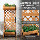 Set 2 Fioriere da Esterno a Mezza Botte 45x35x112 cm con Grigliato per Rampicanti in Legno di Abete  Marrone