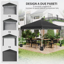 Gazebo da Giardino Pieghevole 297x297x274 cm in Acciaio e tessuto Oxford Nero