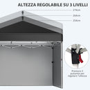 Gazebo da Giardino Pieghevole 297x297x274 cm in Acciaio e tessuto Oxford Nero