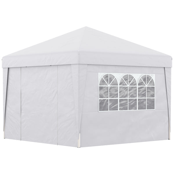 sconto Gazebo da Giardino Pieghevole 3x3m con Design Pop Up e Finestre in Tessuto Oxford Bianco