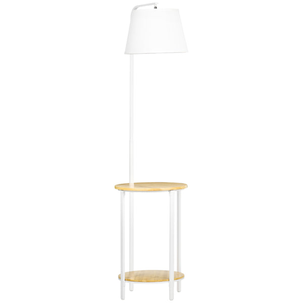 prezzo Lampada da Terra Ø37x162 cm con Tavolino a 2 Livelli in Acciaio e Bambù Bianco