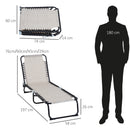 Lettino Prendisole Pieghevole da Giardino 197x58x26 cm in Acciaio e Tessuto Crema e Nero