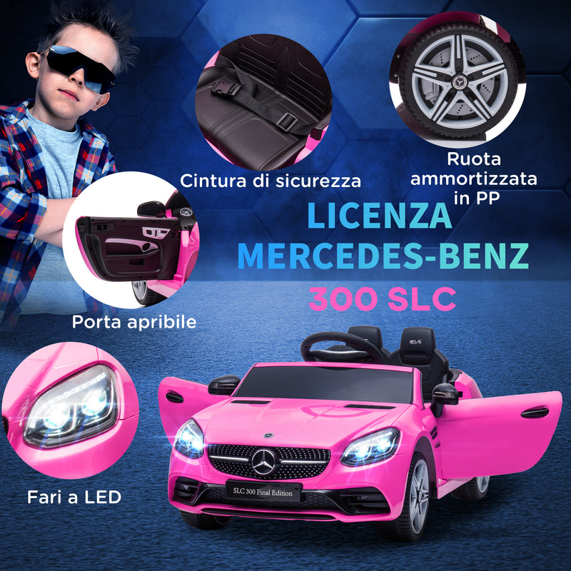 Macchina Elettrica per Bambini 12V con Licenza Mercedes SLC 300 Rosa