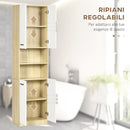 Mobile Bagno 4 ante 2 Ripiani 53x33,5x195,7 cm in Truciolato Bianco