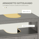 Mobile Sotto Lavabo Bagno 1 Ripiano 2 Ante 60x30x60 cm in Legno Grigio