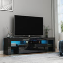 Mobile TV 160x35x45 cm Max 65” in MDF e Vetro Nero
