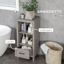 Mobiletto Bagno Salvaspazio 2 Ripiani 1 Cassetto 40x30x89 cm in Legno Grigio