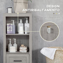 Mobiletto Bagno Salvaspazio 2 Ripiani 1 Cassetto 40x30x89 cm in Legno Grigio