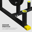 Rastrelliera Pesi e Bilancieri 85,5x70x96 cm in Acciaio e PP Nera