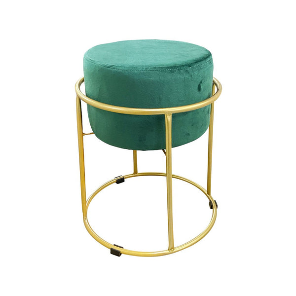 Pouf in Velluto Verde 44x38 cm con Struttura in Metallo Oro acquista