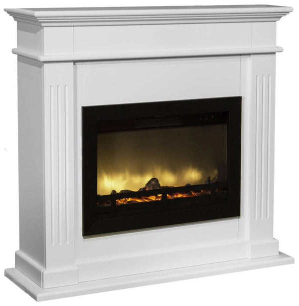 Camino Elettrico da Pavimento Effetto Fiamma 1800W Ruby Fires Elda Flandria Bianco Crema online