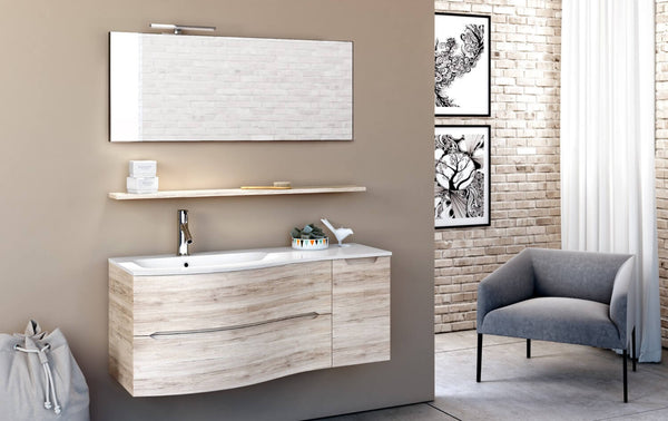 Mobile Bagno Sospeso 121,5cm TFT Swing Rovere Bianco S sconto