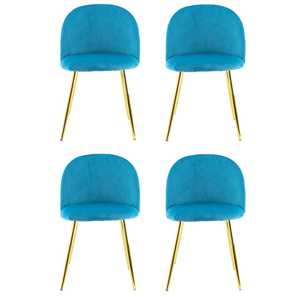 sconto Set 4 Sedie 50x45x80 cm in Tessuto Vellutato Piedi Oro Blu