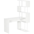 Scrivania Angolare da Ufficio 120x80x176 cm con Libreria in Truciolato Bianco