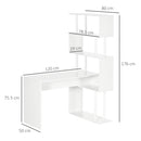Scrivania Angolare da Ufficio 120x80x176 cm con Libreria in Truciolato Bianco