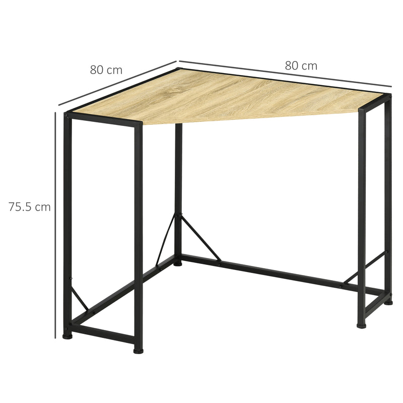 Scrivania Angolare da Ufficio 80x80x75,5 cm in Metallo e Legno Naturale